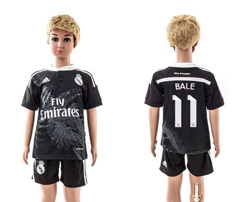Real Madrid #11 Bale Black Away Kid Soccer Club Jersey