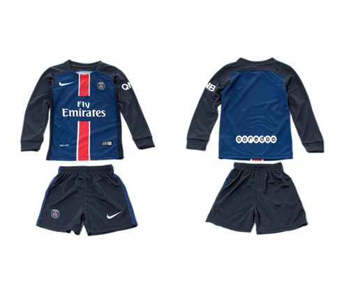 Paris Saint Germain Blank Home Long Sleeves Kid Soccer Club Jersey