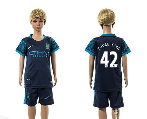 Manchester City #42 Toure YAYA Away Kid Soccer Club Jersey