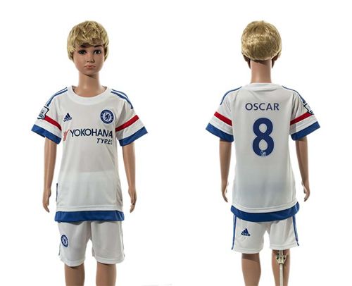 Chelsea #8 Oscar White Away Kid Soccer Club Jersey