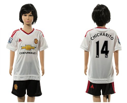 Manchester United #14 Chicharito Away Kid Soccer Club Jersey