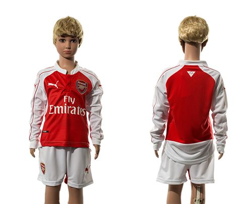Arsenal Blank Home Long Sleeves Kid Soccer Club Jersey