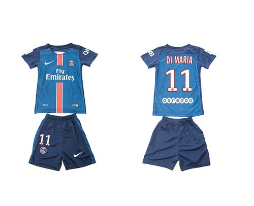 Paris Saint Germain #11 Di Maria Home Kid Soccer Club Jersey