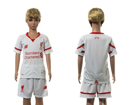 Liverpool Blank White Away Kid Soccer Club Jersey
