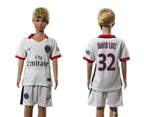 Paris Saint Germain #32 David Luiz Away Kid Soccer Club Jersey