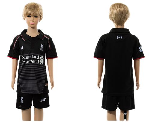 Liverpool Blank Black Kid Soccer Club Jersey