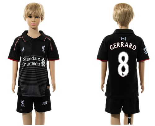 Liverpool #8 Gerrard Black Kid Soccer Club Jersey