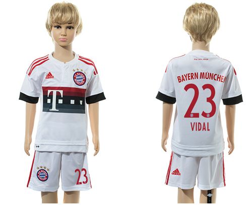 Bayern Munchen #23 Vidal Away Kid Soccer Club Jersey