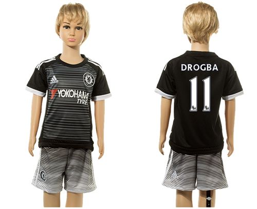 Chelsea #11 Drogba Black Kid Soccer Club Jersey