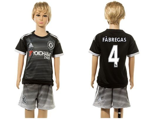Chelsea #4 Fabregas Black Kid Soccer Club Jersey
