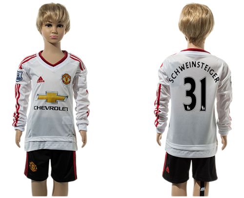 Manchester United #31 Schweinsteiger Away Long Sleeves Kid Soccer Club Jersey