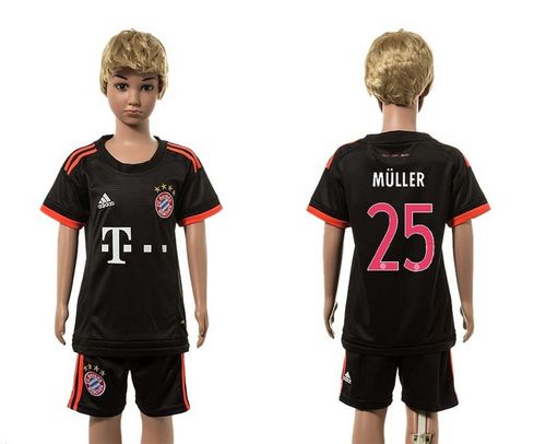 Bayern Munchen #25 Muller SEC Away Kid Soccer Club Jersey