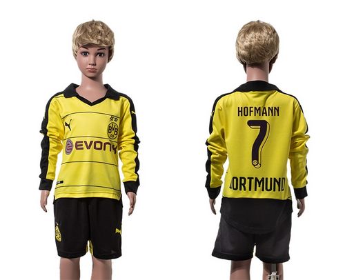 Dortmund #7 Hofmann Home Long Sleeves Kid Soccer Club Jersey