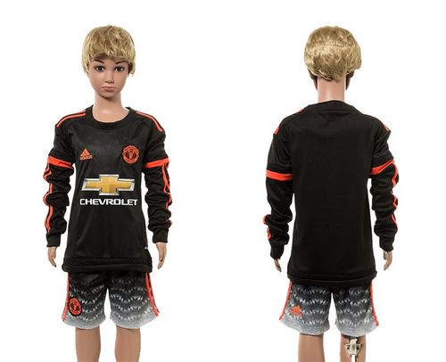 Manchester United Blank SEC Away Long Sleeves Kid Soccer Club Jersey
