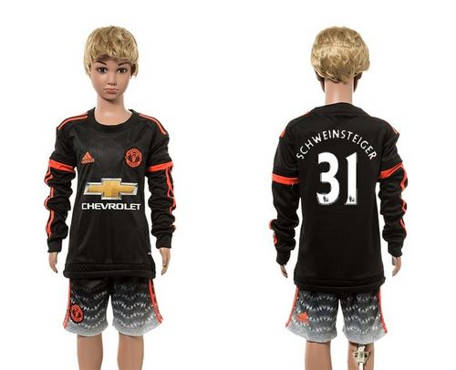Manchester United #31 Schweinsteiger SEC Away Long Sleeves Kid Soccer Club Jersey