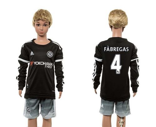 Chelsea #4 Fabregas SEC Away Long Sleeves Kid Soccer Club Jersey