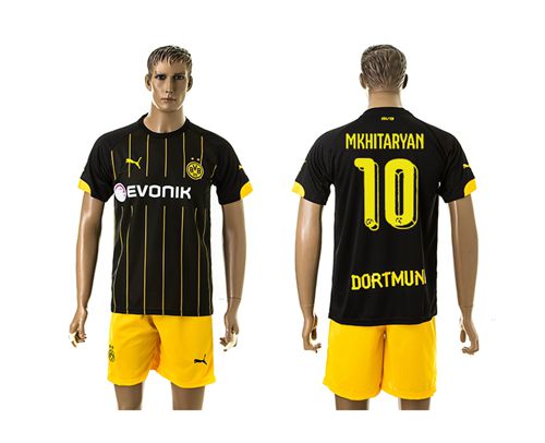 Dortmund #10 Mkhitaryan Black(Yellow Shorts)Away Soccer Club Jersey