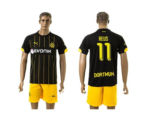 Dortmund #11 Reus Black(Yellow Shorts)Away Soccer Club Jersey