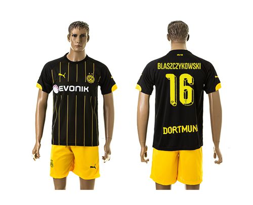 Dortmund #16 Blaszczykowski Black(Yellow Shorts)Away Soccer Club Jersey