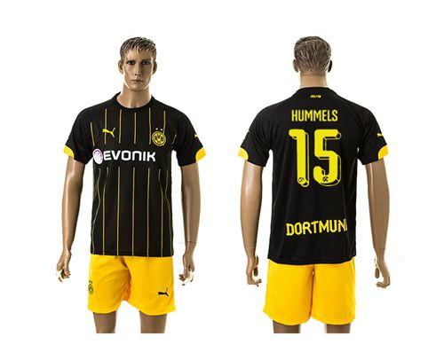 Dortmund #15 Hummels Black(Yellow Shorts)Away Soccer Club Jersey