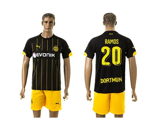 Dortmund #20 Ramos Black(Yellow Shorts)Away Soccer Club Jersey