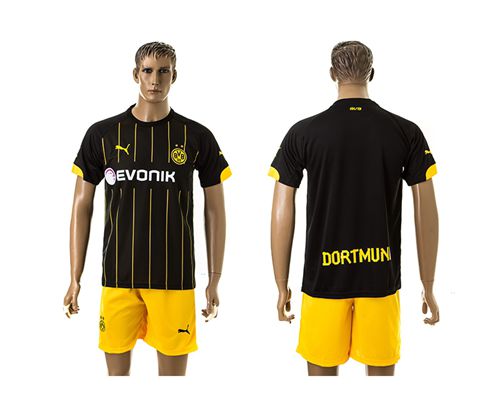 Dortmund Blank Black(Yellow Shorts)Away Soccer Club Jersey