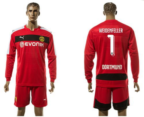 Dortmund #1 Weidenfeller Red Goalkeeper Long Sleeves Soccer Club Jersey