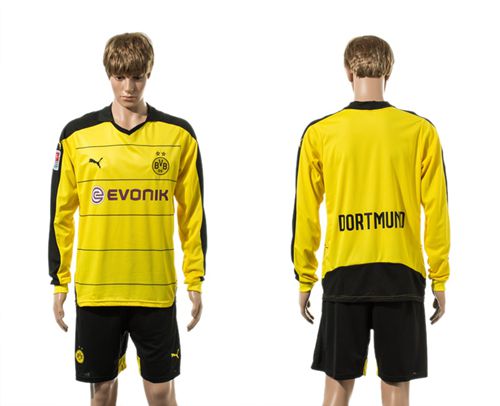 Dortmund Blank Home Long Sleeves Soccer Club Jersey