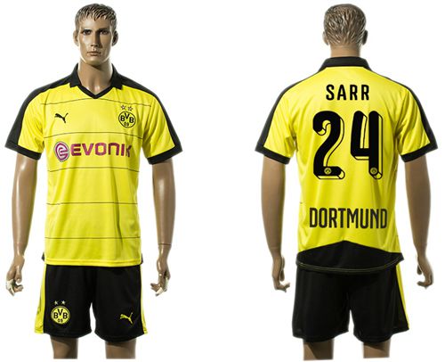 Dortmund #24 Sarr Yellow Soccer Club Jersey