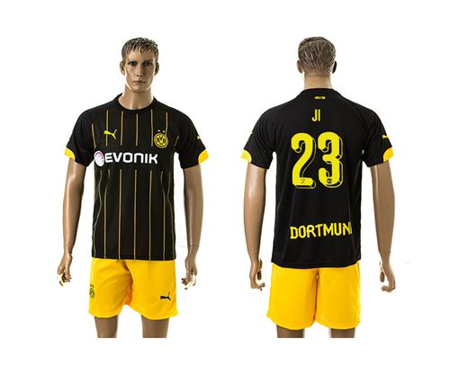 Dortmund #23 Ji Black(Yellow Shorts)Away Soccer Club Jersey