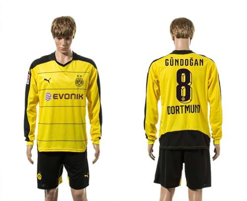 Dortmund #8 Gundogan Home Long Sleeves Soccer Club Jersey