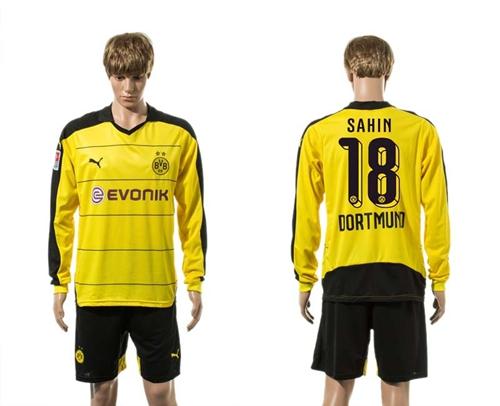 Dortmund #18 Sahin Home Long Sleeves Soccer Club Jersey