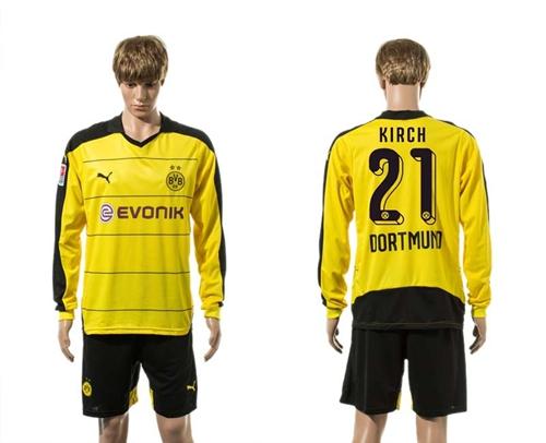 Dortmund #21 Kirch Home Long Sleeves Soccer Club Jersey