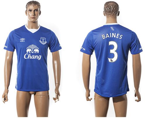 Everton #3 Baines Home Soccer Club Jersey