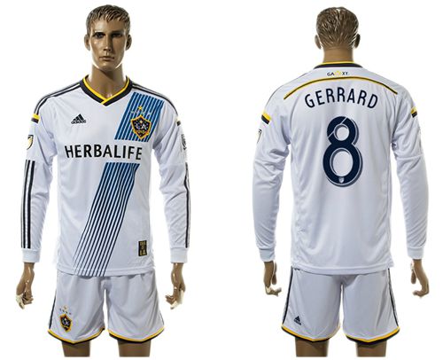 Los Angeles Galaxy #8 Gerrard Home Long Sleeves Soccer Club Jersey