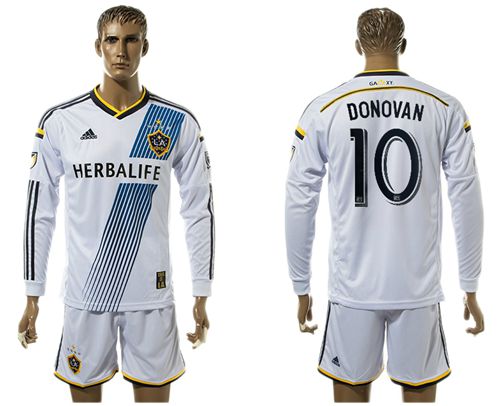 Los Angeles Galaxy #10 Donovan Home Long Sleeves Soccer Club Jersey