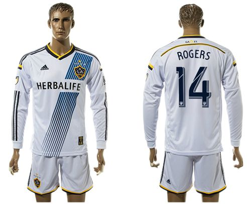 Los Angeles Galaxy #14 Rogers Home Long Sleeves Soccer Club Jersey