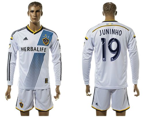 Los Angeles Galaxy #19 Juninho Home Long Sleeves Soccer Club Jersey