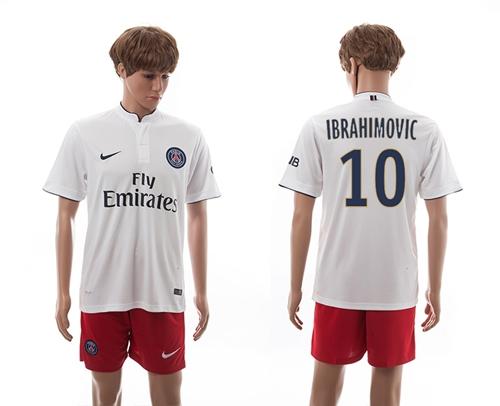 Paris Saint Germain #10 Ibrahimovic White Away Soccer Club Jersey