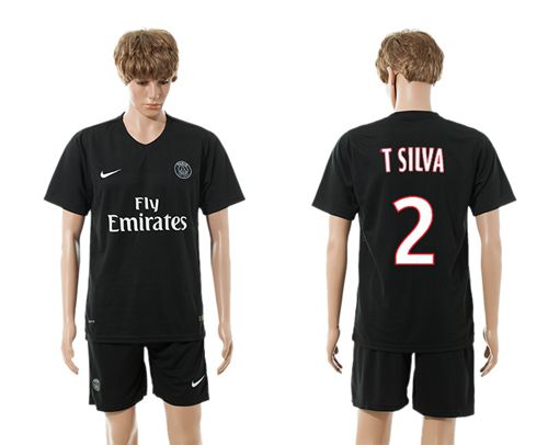 Paris Saint Germain #2 T Silva Black Soccer Club Jersey