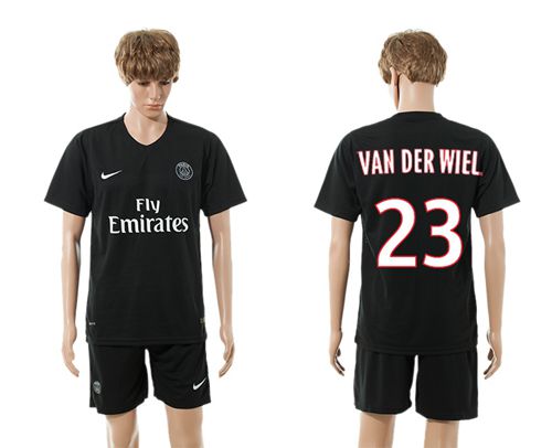 Paris Saint Germain #23 Van Der Wiel Black Soccer Club Jersey