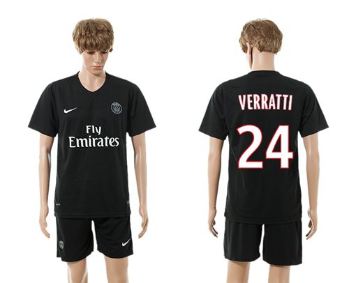 Paris Saint Germain #24 Verratti Black Soccer Club Jersey