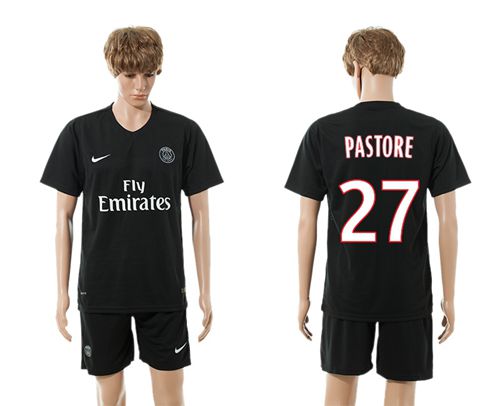 Paris Saint Germain #27 Pastore Black Soccer Club Jersey