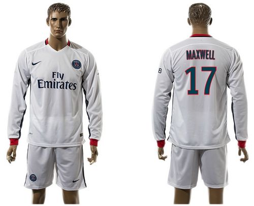 Paris Saint Germain #17 Maxwell Away Long Sleeves Soccer Club Jersey