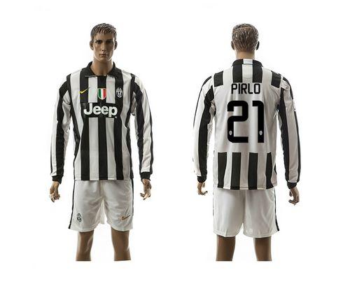 Juventus #21 Pirlo Home Long Sleeves Soccer Club Jersey