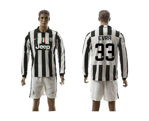 Juventus #33 Evra Home Long Sleeves Soccer Club Jersey