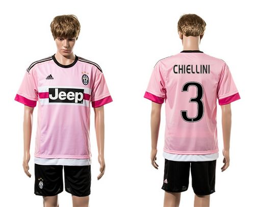 Juventus #3 Chiellini Pink Soccer Club Jersey