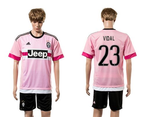 Juventus #23 Vidal Pink Soccer Club Jersey