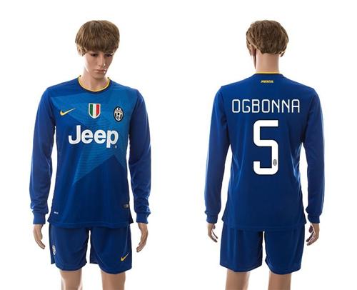 Juventus #5 Dgbonna Blue Away Long Sleeves Soccer Club Jersey