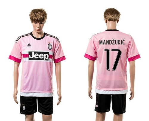 Juventus #17 Mandzukic Pink Soccer Club Jersey